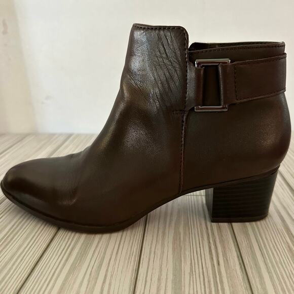 Alfani Womens 6M Adisonn Ankle Boots Booties Brown Leather Side Zip Buckle - Picture 4 of 11